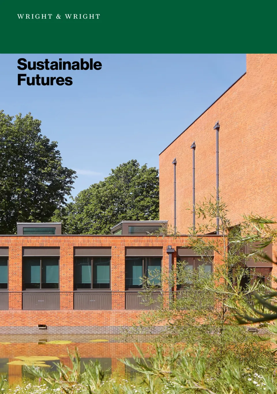 Lambeth palace library as the front cover of a white paper front page called sustainable futures by Wright & Wright
