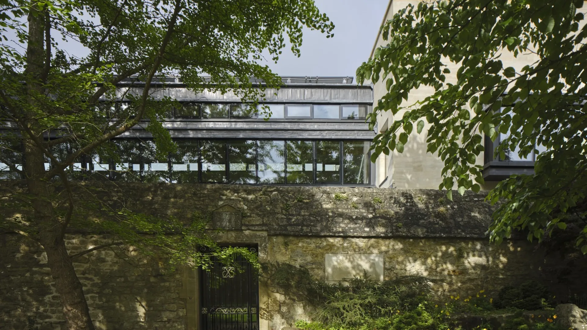 St John's College Library & Study Centre viewed over Sprott's wall