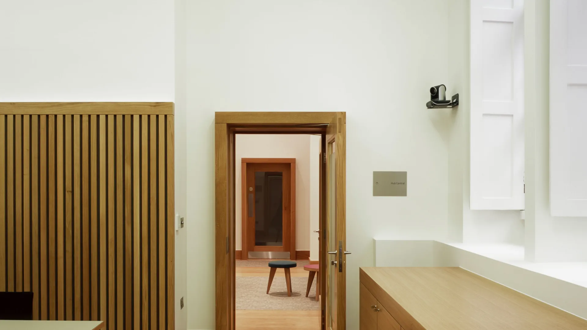 Seminar room with arched ceiling and timber panelling at the Royal Academy of Engineering in London
