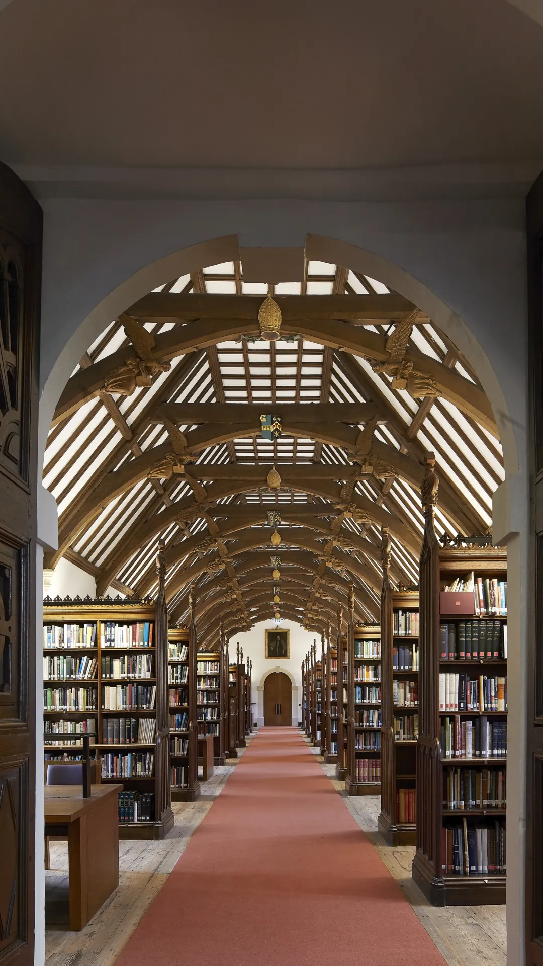 Doors opening to a historic library