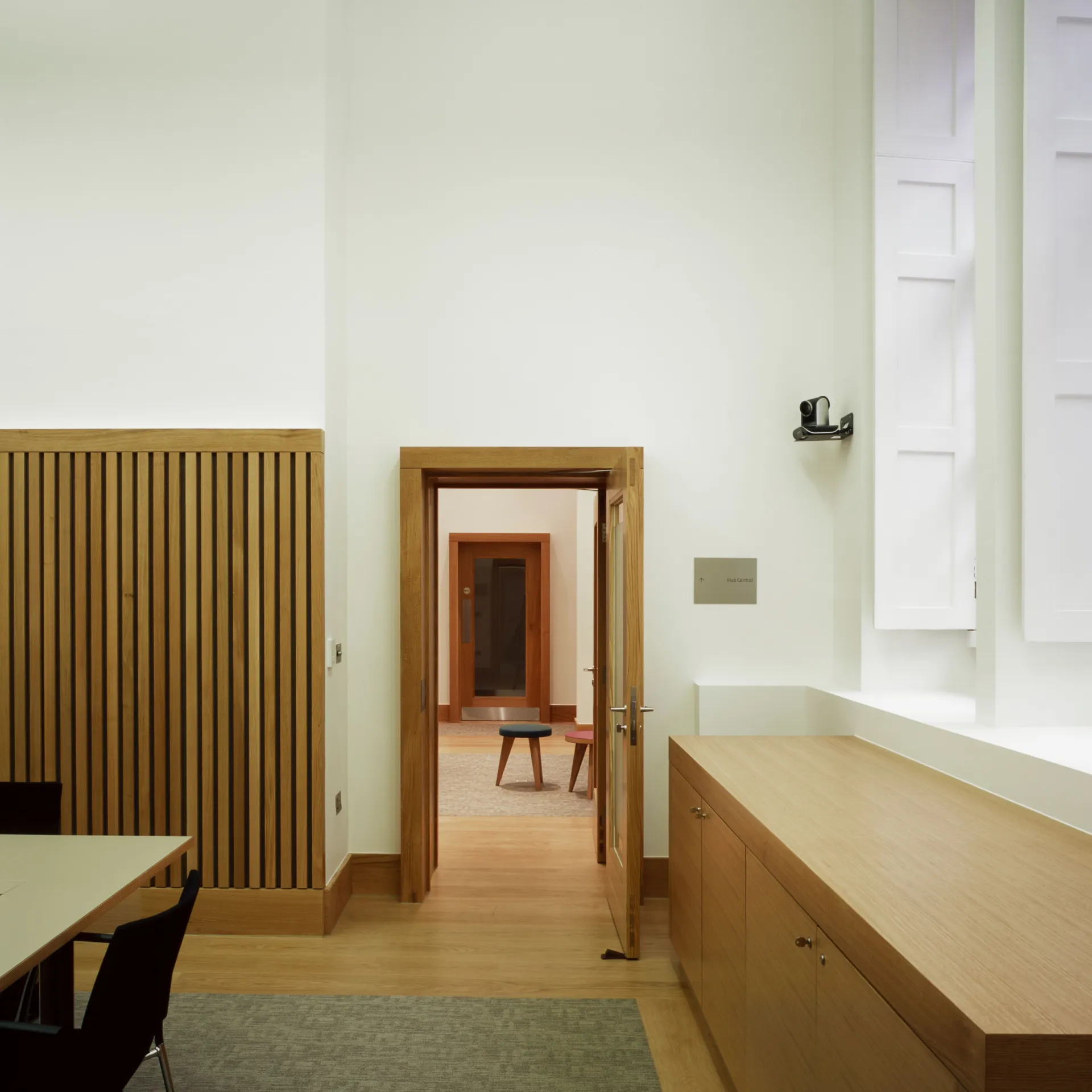 Seminar room with arched ceiling and timber panelling at the Royal Academy of Engineering in London