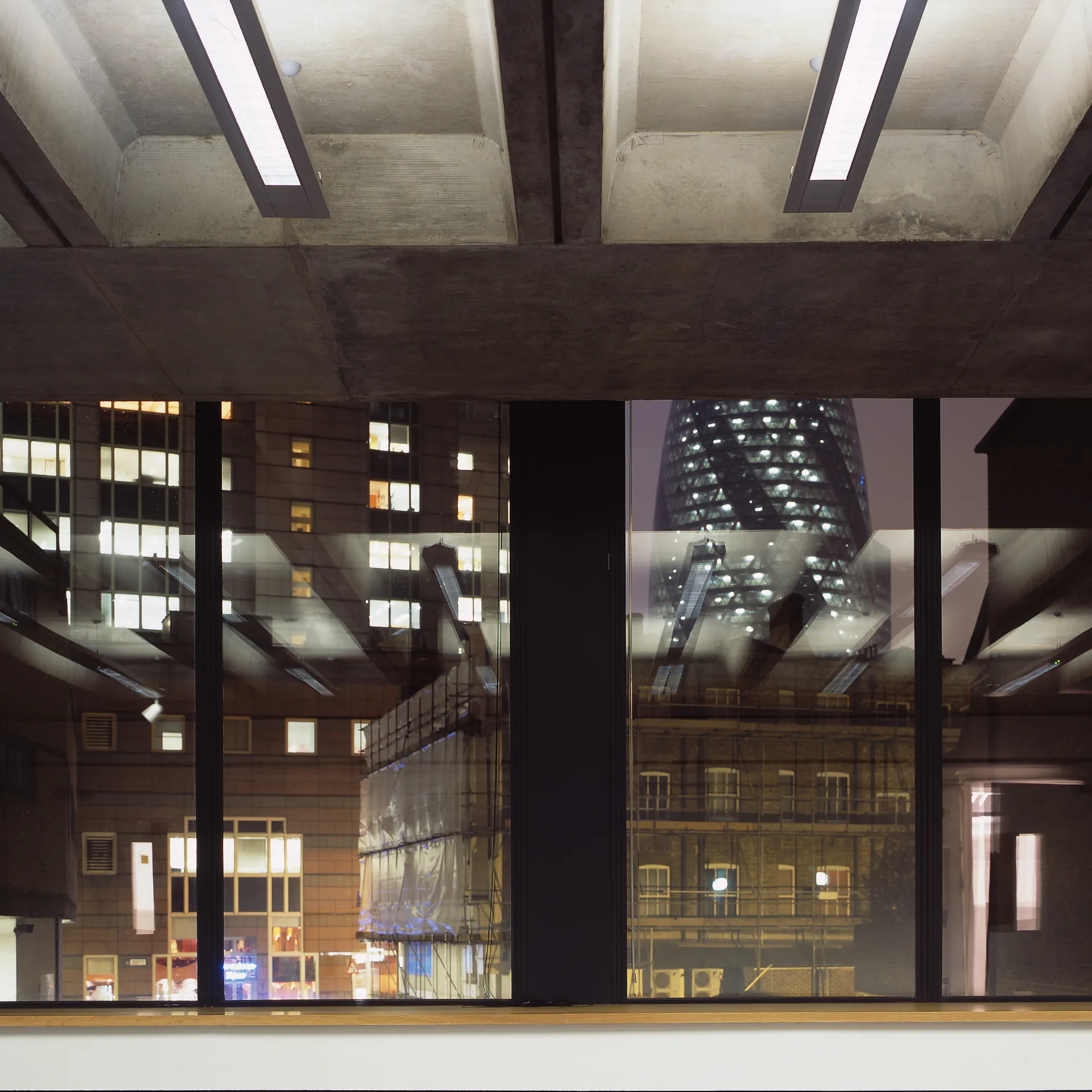 View out of a window at the London Metropolitan University Department of Law with London city in the distance