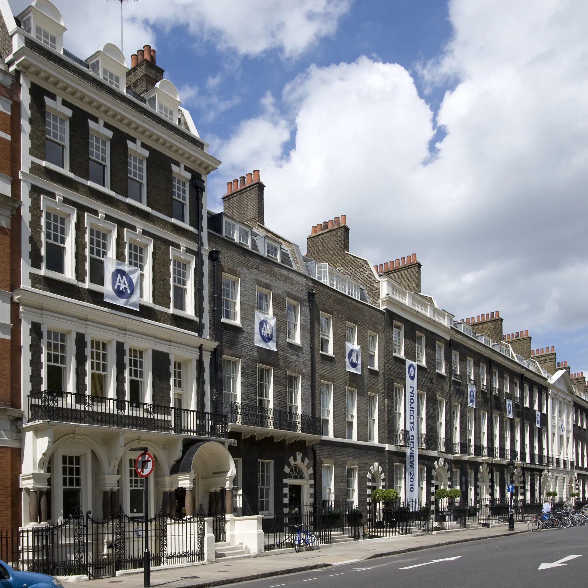 Brick facade of the Architectural Association in London designed by Wright & Wright Architects