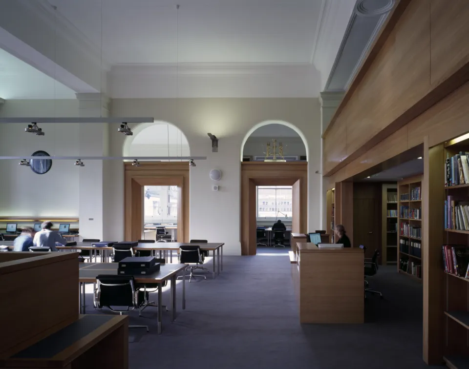 Interiors of the reading rooms at the V&A Museum in London designed by Wright & Wright Architects