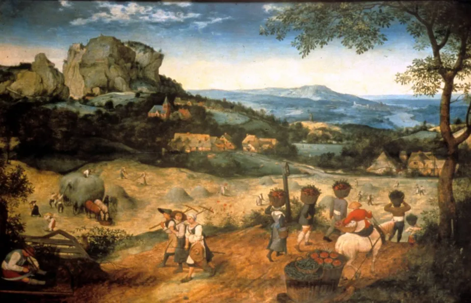 The painting called Haymaking by artist Pieter Brueghel the Elder in the private collection of the Lobkowicz Family in the Czech Republic