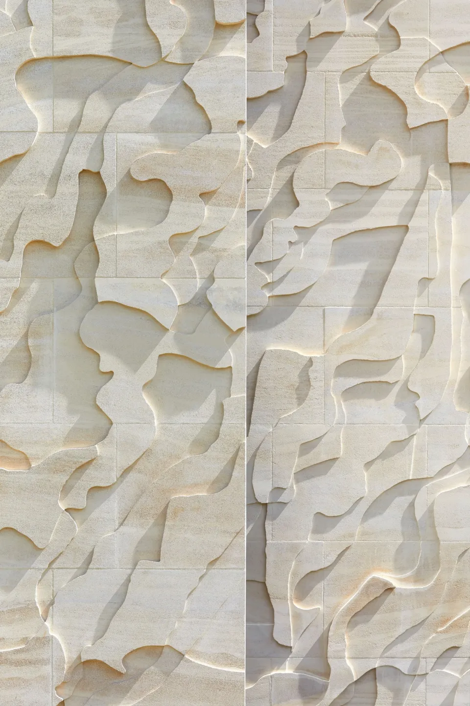 'Stone Drawing', a stone relief by artist Susanna Heron at the new Library & Study Centre for St John's College Oxford