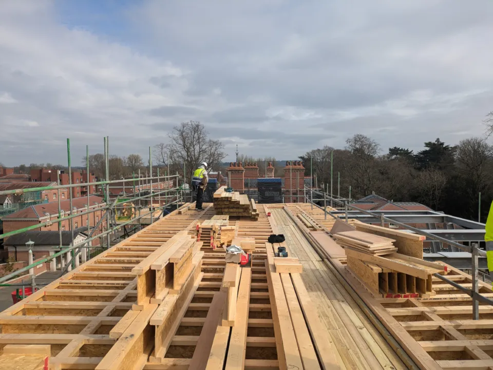 St Edmund Hall construction Image showing CLT