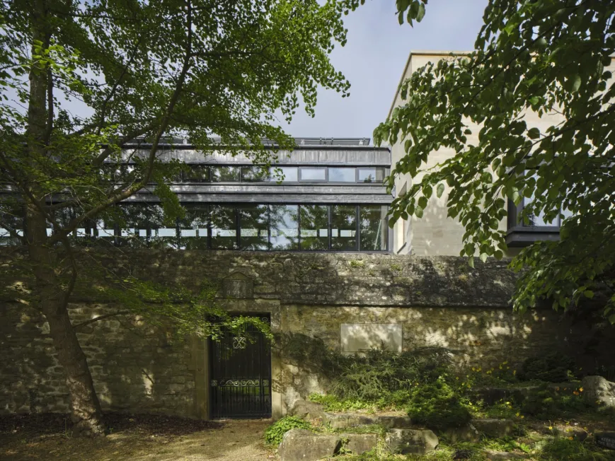 St John's College Library & Study Centre viewed over Sprott's wall