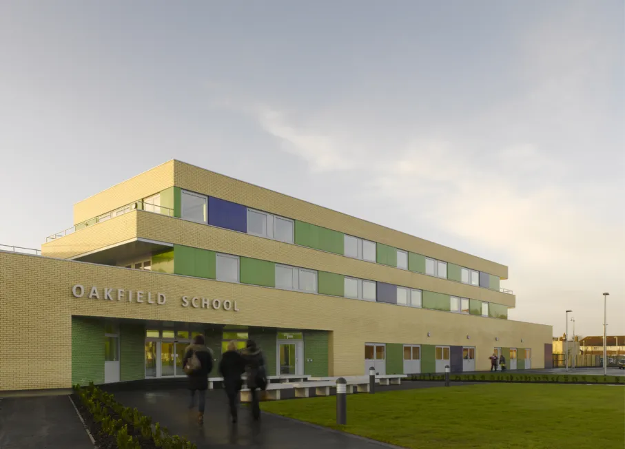 View of entrance and front garden at Oakfield School
