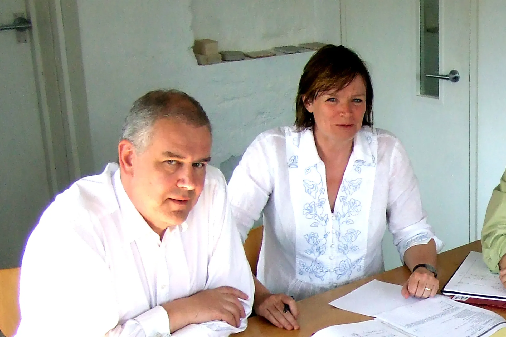Sandy and Clare Wright at the offices of Wright and Wright Architects in the 1990s.