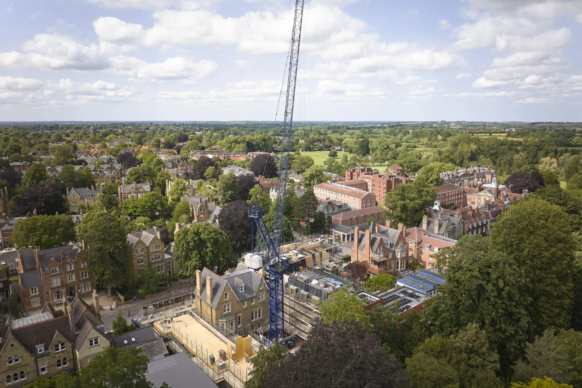 St Edmund Hall Oxford site drone photo