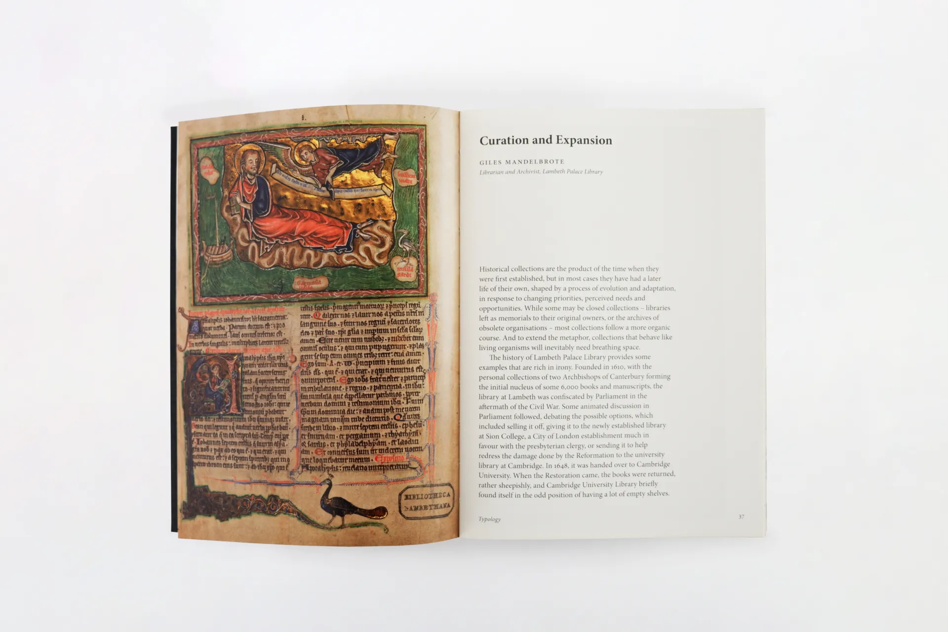 Open book with images and text